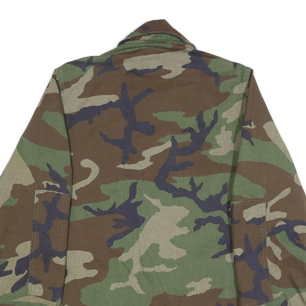 SELMA APPAREL CORP. Mens Green Brown Woodland Camo Classic Button Jacket S