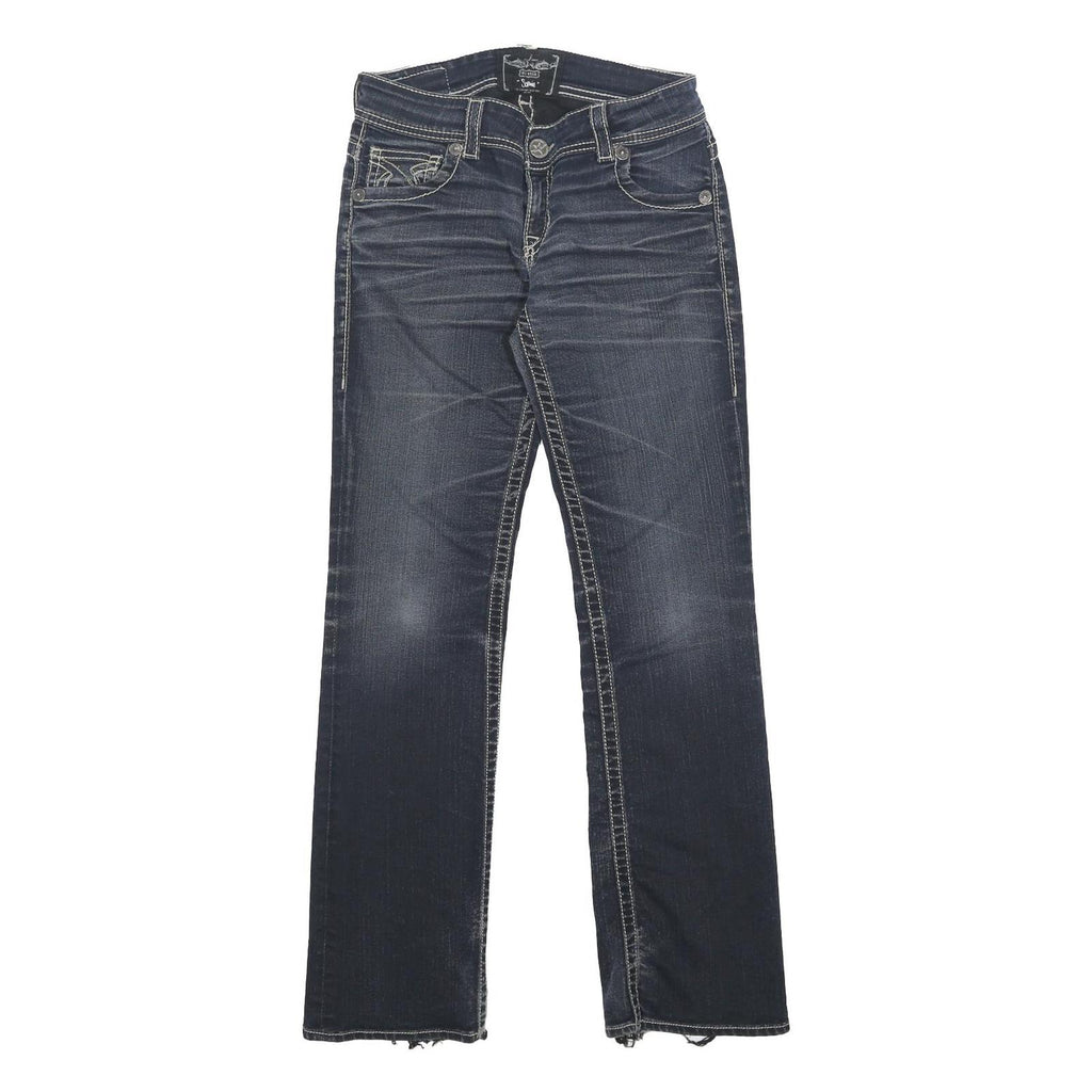 BIG STAR Womens Regular Blue Denim Jeans W28 L31 Distressed Hem Zip Closure