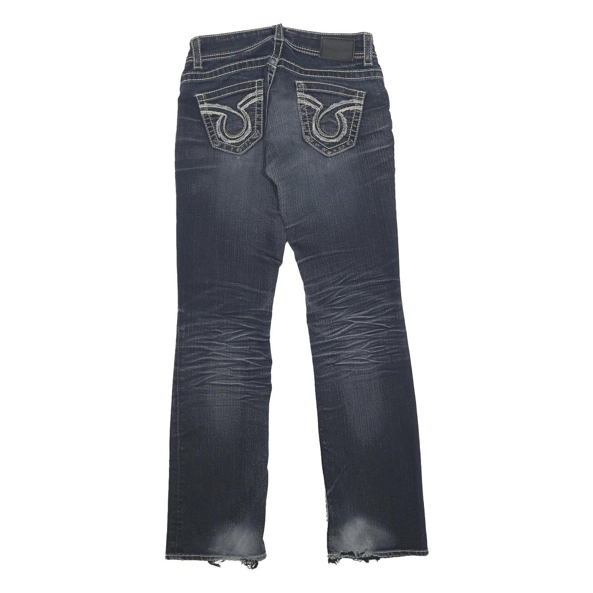BIG STAR Womens Regular Blue Denim Jeans W28 L31 Distressed Hem Zip Closure