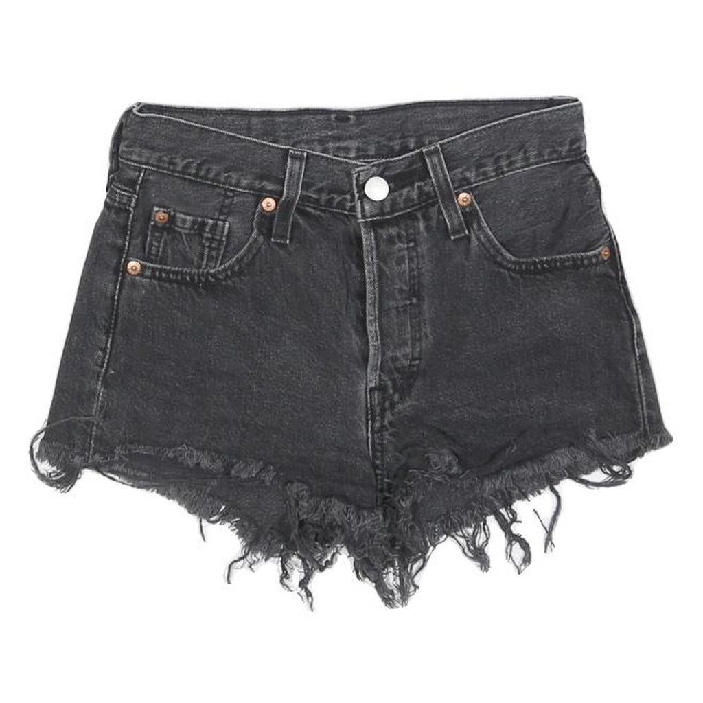 LEVI'S Womens Black Denim Cut-Off Shorts S W26 Frayed Hem Casual Summer