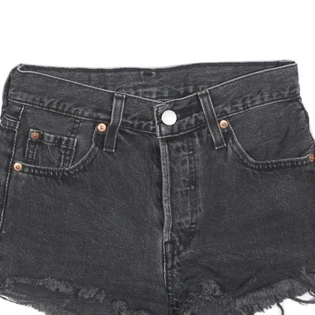 LEVI'S Womens Black Denim Cut-Off Shorts S W26 Frayed Hem Casual Summer