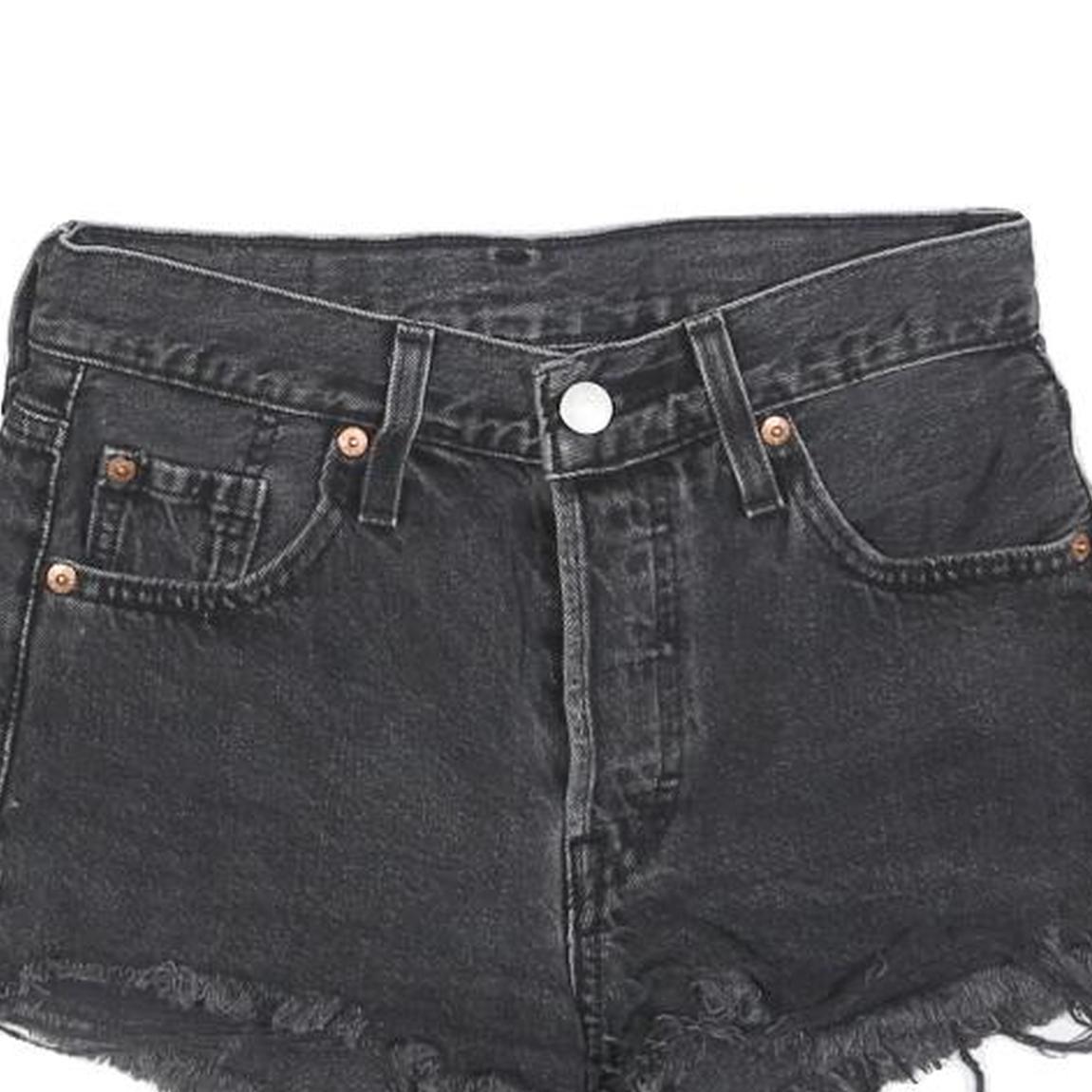 LEVI'S Womens Black Denim Cut-Off Shorts S W26 Frayed Hem Casual Summer