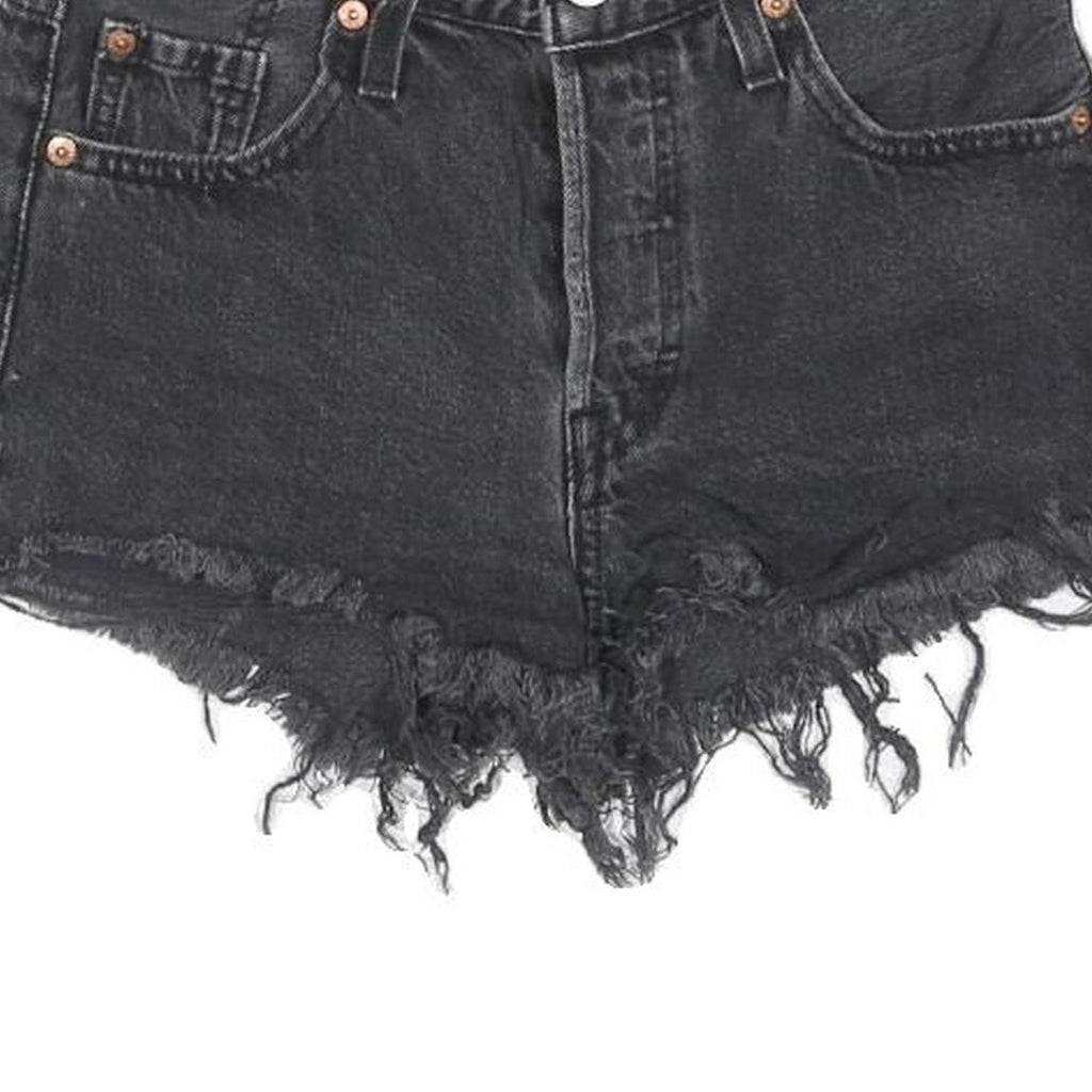 LEVI'S Womens Black Denim Cut-Off Shorts S W26 Frayed Hem Casual Summer