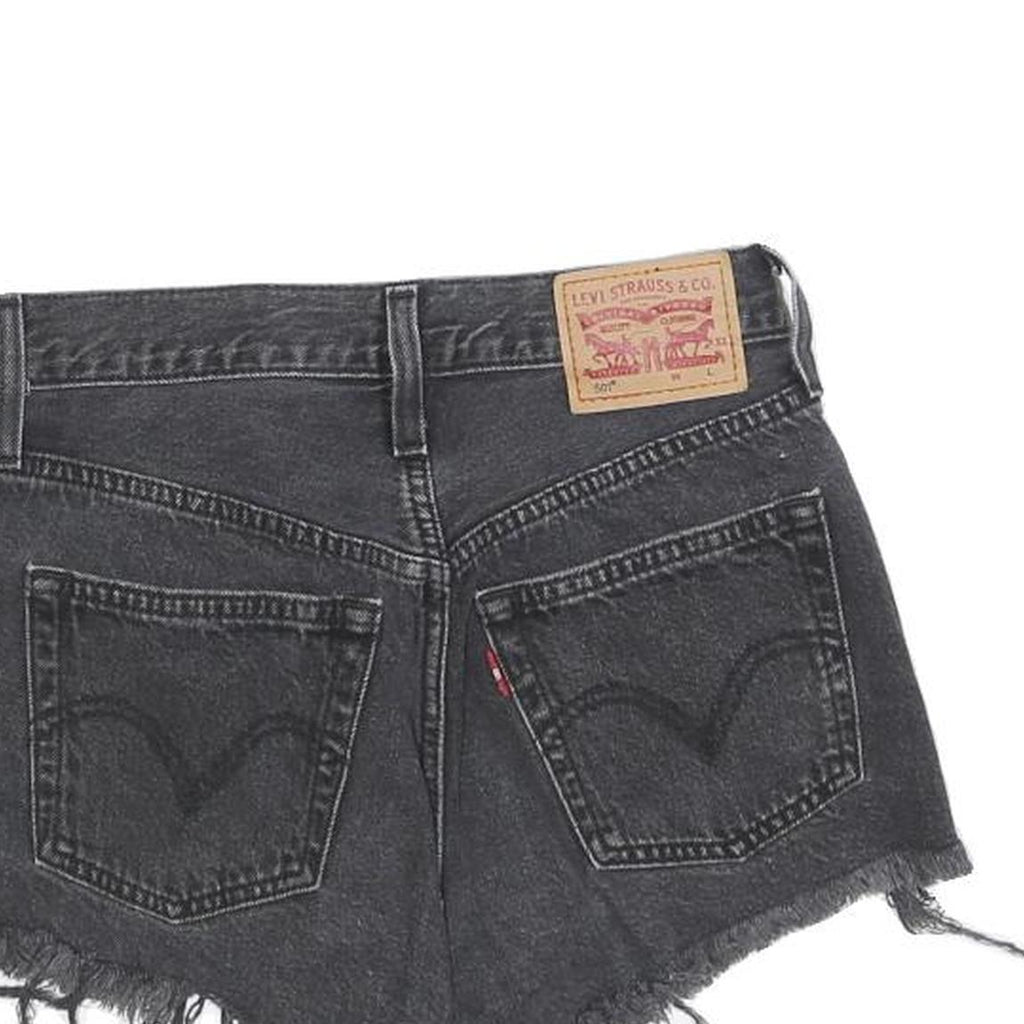 LEVI'S Womens Black Denim Cut-Off Shorts S W26 Frayed Hem Casual Summer