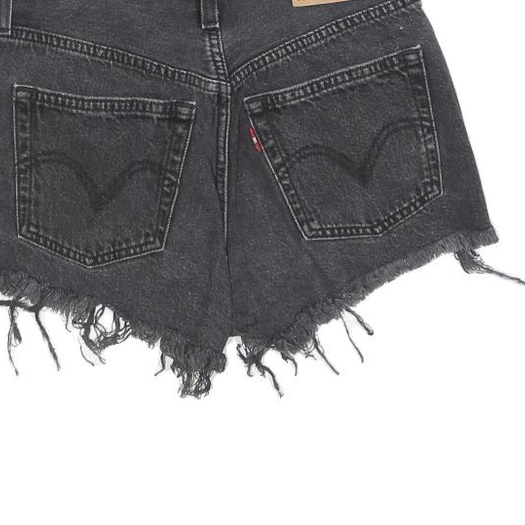 LEVI'S Womens Black Denim Cut-Off Shorts S W26 Frayed Hem Casual Summer