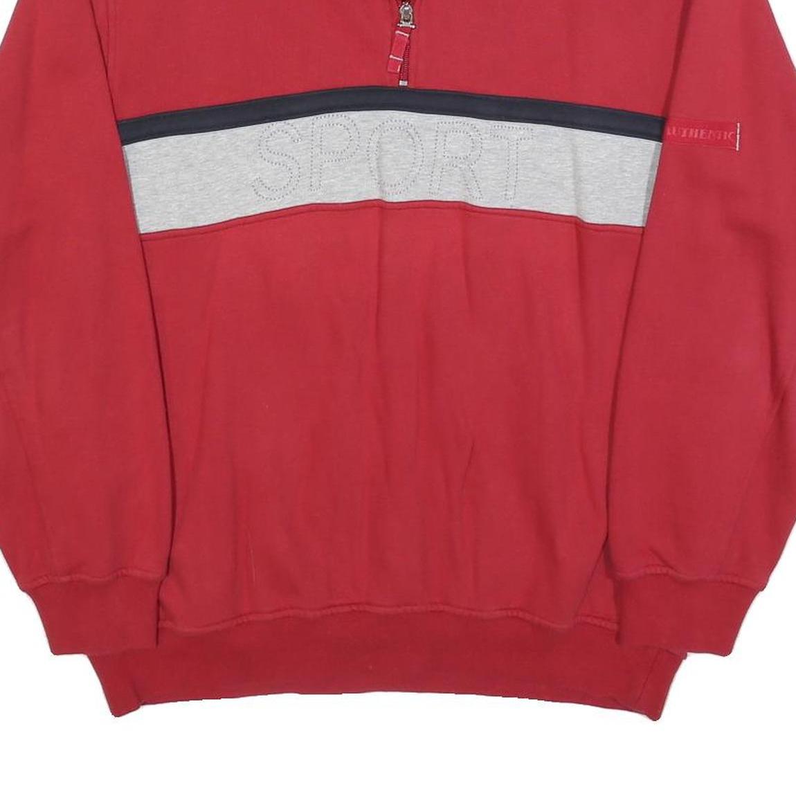 JOY Mens Red & Grey Sport Quarter Zip Sweatshirt M Cotton Blend Casual