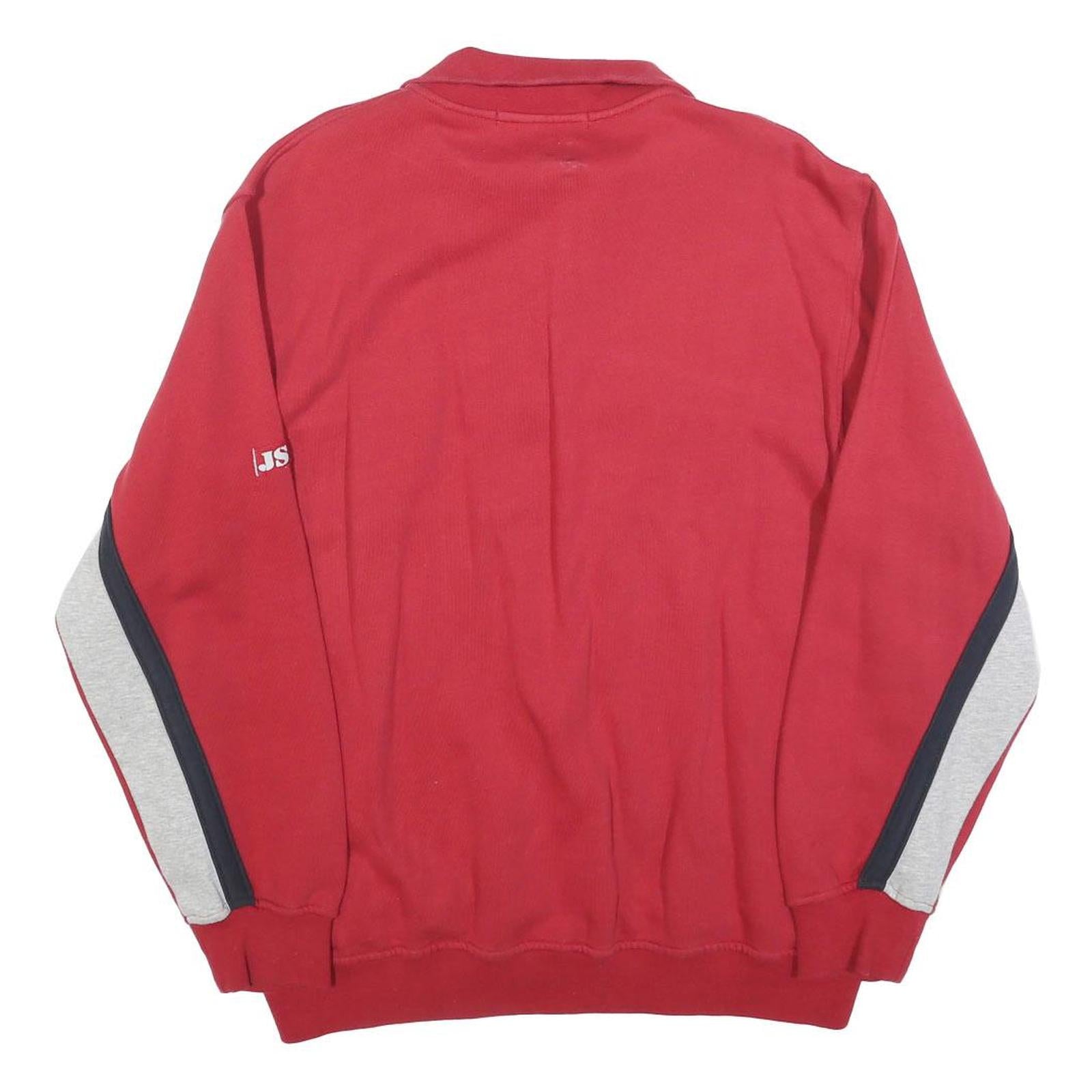 JOY Mens Red & Grey Sport Quarter Zip Sweatshirt M Cotton Blend Casual
