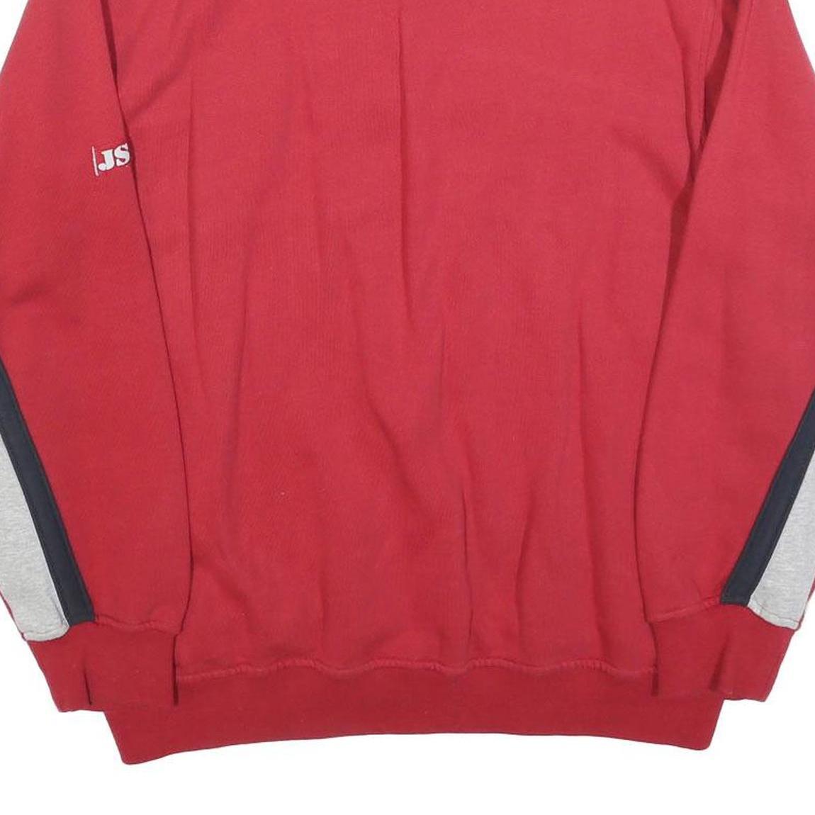 JOY Mens Red & Grey Sport Quarter Zip Sweatshirt M Cotton Blend Casual