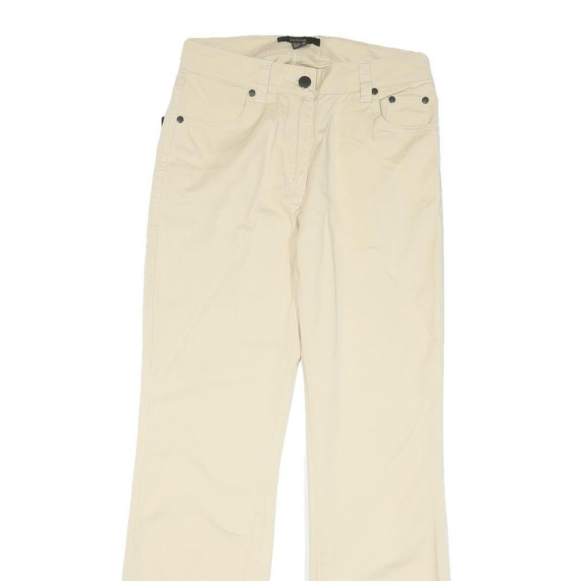 BARBOUR Womens Cotton Blend Beige Regular Straight Trousers W28 L29 Casual Wear