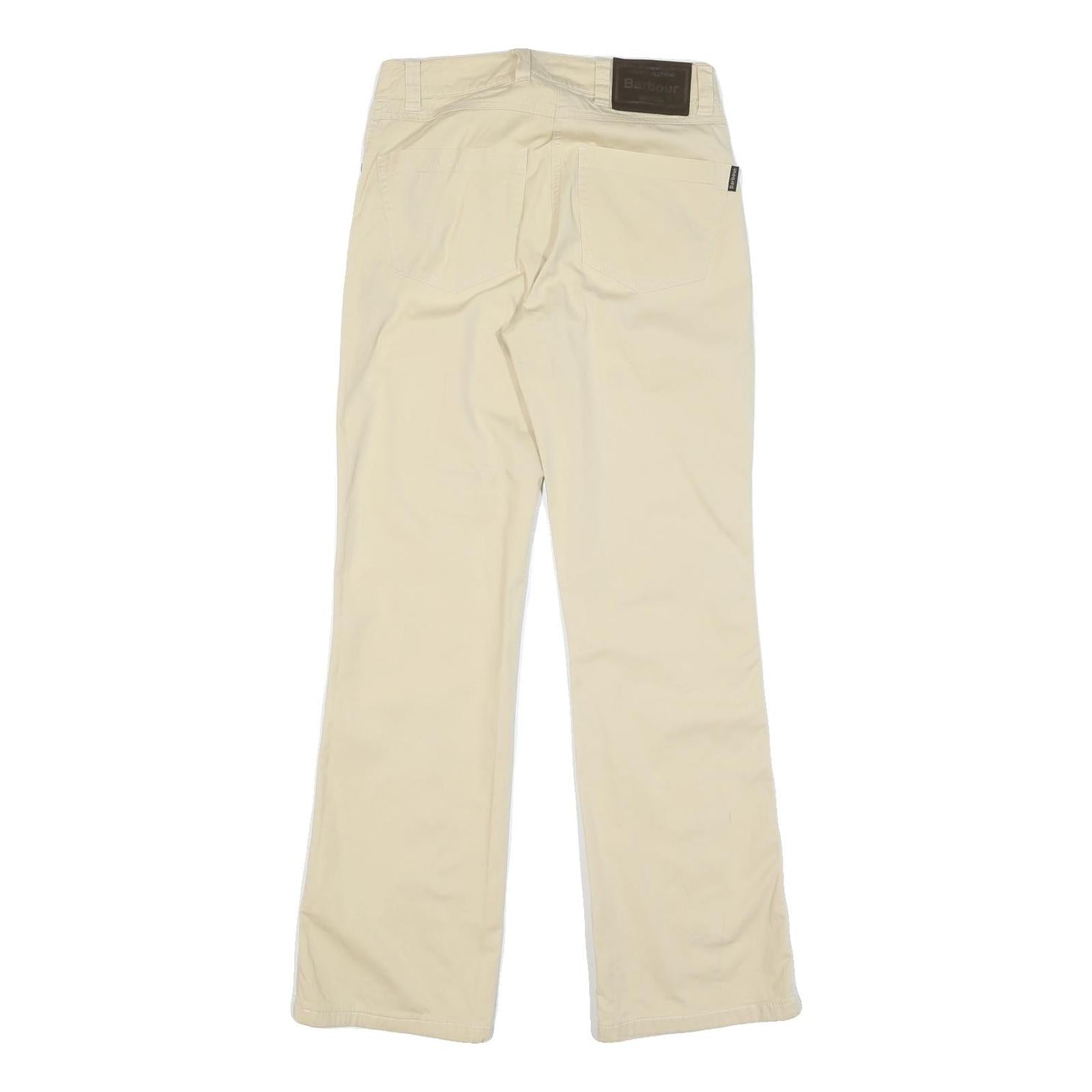BARBOUR Womens Cotton Blend Beige Regular Straight Trousers W28 L29 Casual Wear