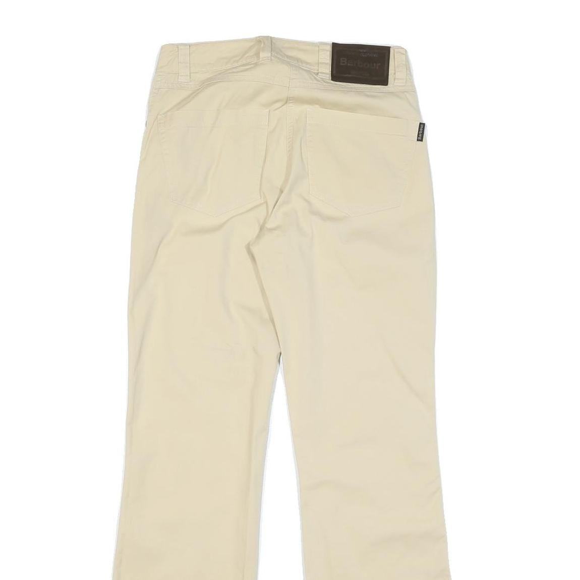 BARBOUR Womens Cotton Blend Beige Regular Straight Trousers W28 L29 Casual Wear