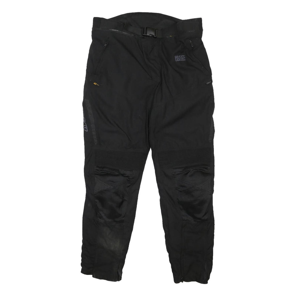 IXS Mens Black Synthetic Woven Regular Fit Straight Trousers W38 L31 Zip Closure