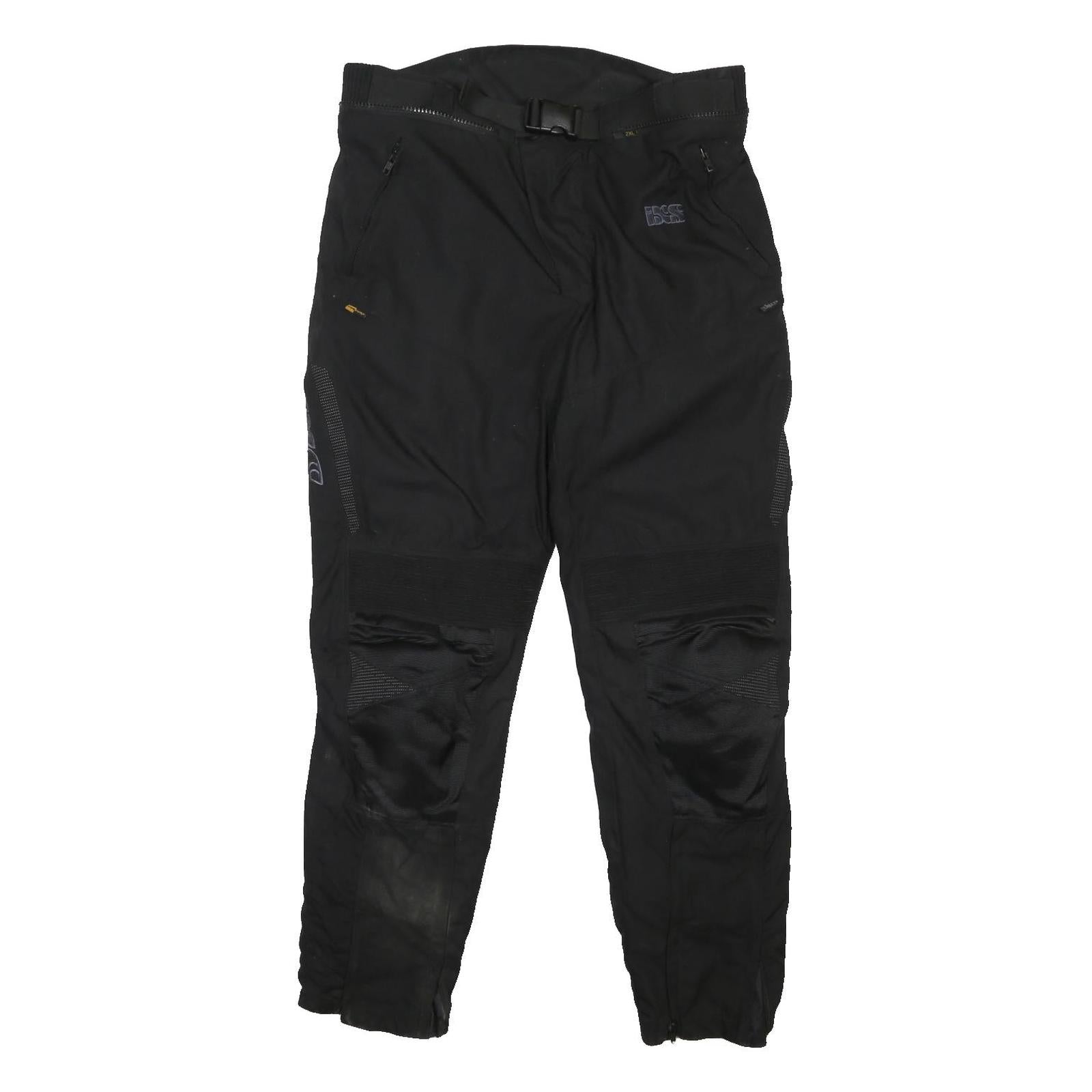IXS Mens Black Synthetic Woven Regular Fit Straight Trousers W38 L31 Zip Closure