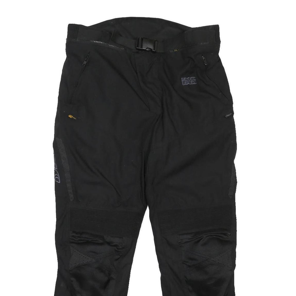 IXS Mens Black Synthetic Woven Regular Fit Straight Trousers W38 L31 Zip Closure