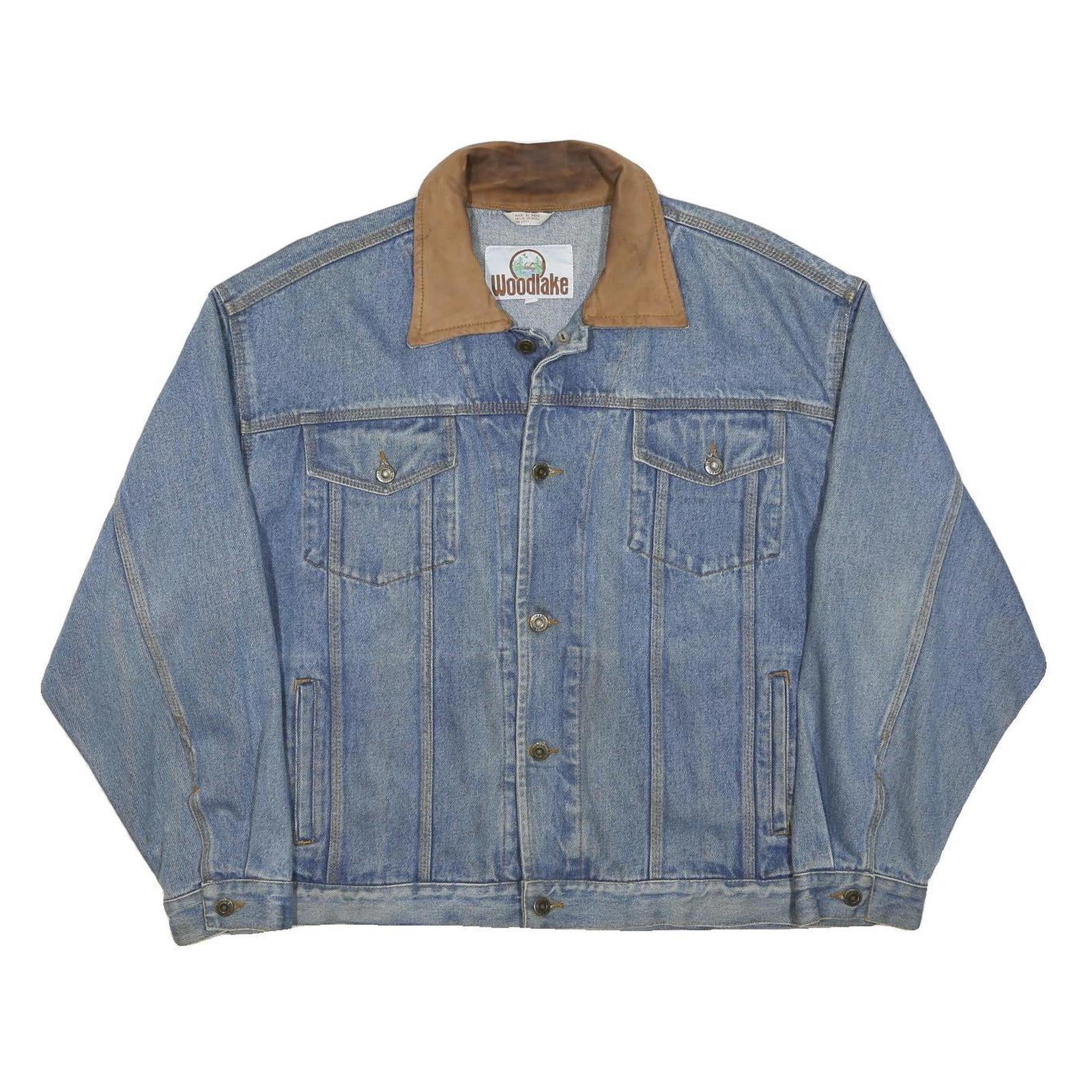WOODLAKE Mens Blue Denim Button Cotton Classic Jacket L Casual Workwear