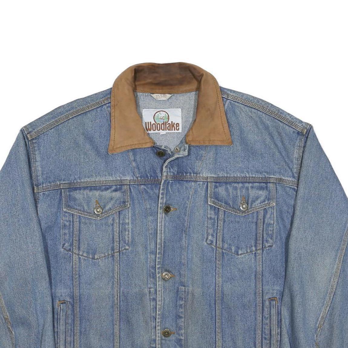 WOODLAKE Mens Blue Denim Button Cotton Classic Jacket L Casual Workwear