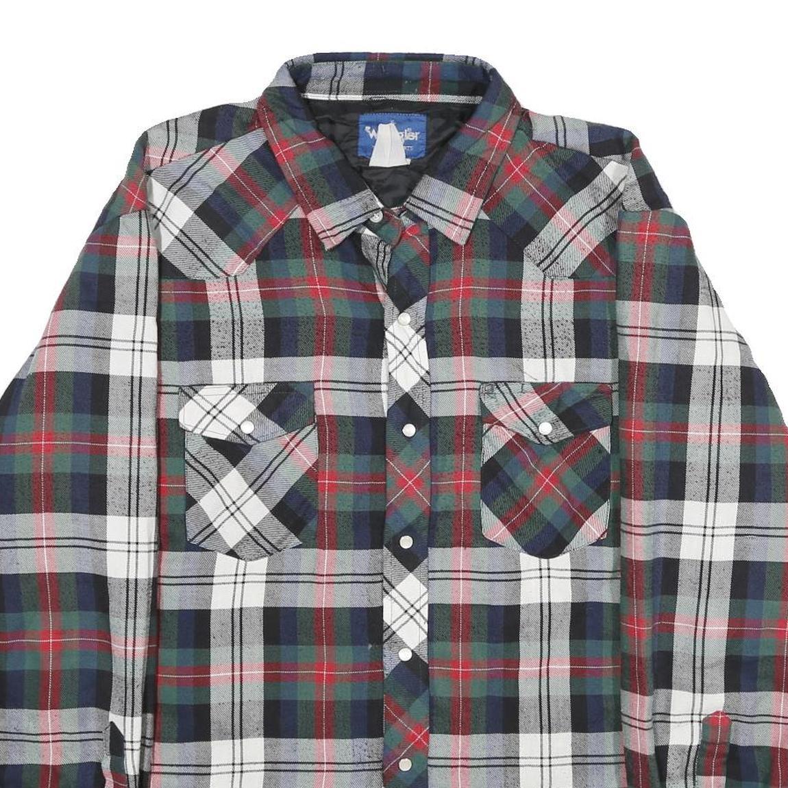 WRANGLER Mens Blue Green Red Check Button Jacket XL Cotton Blend Casual Wear