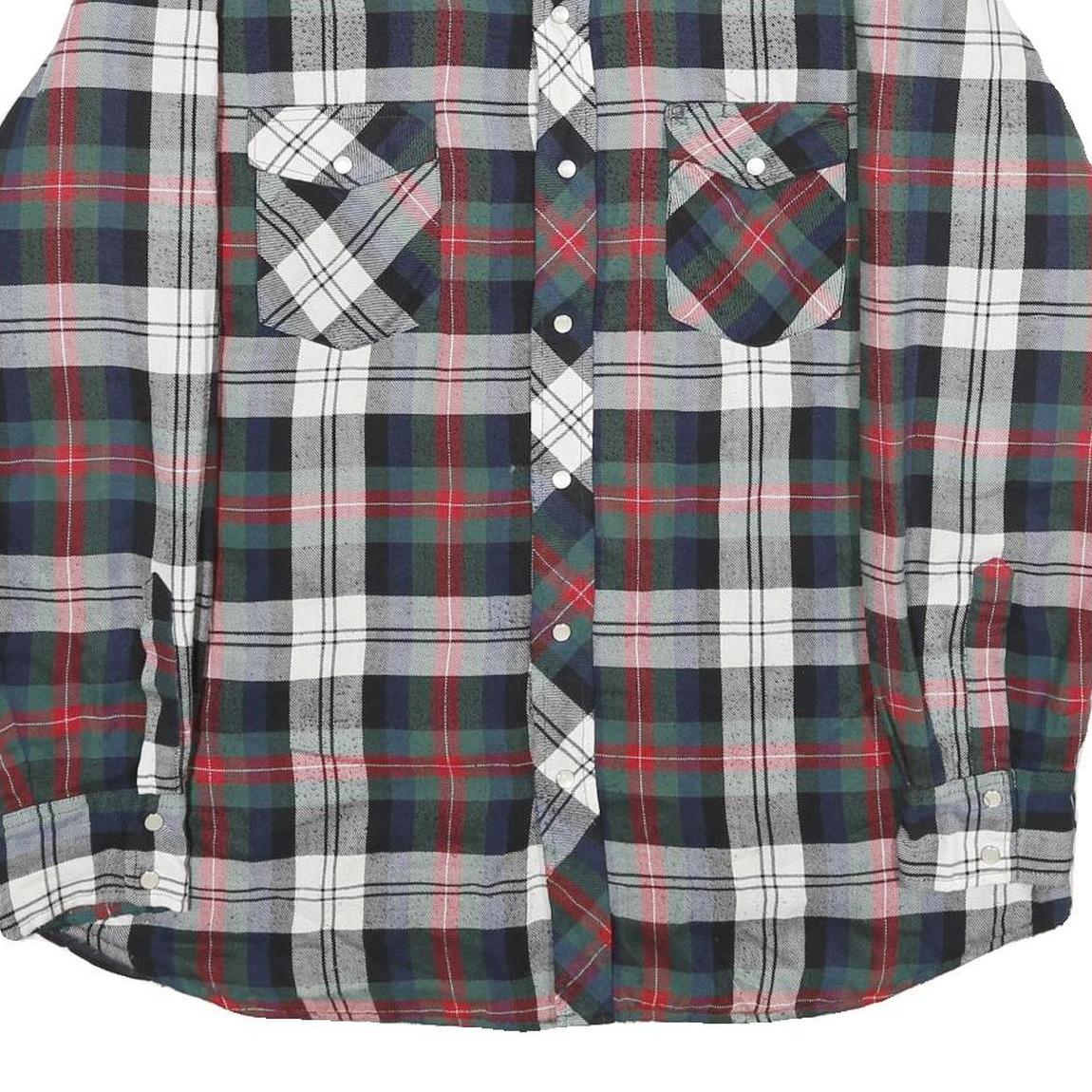 WRANGLER Mens Blue Green Red Check Button Jacket XL Cotton Blend Casual Wear