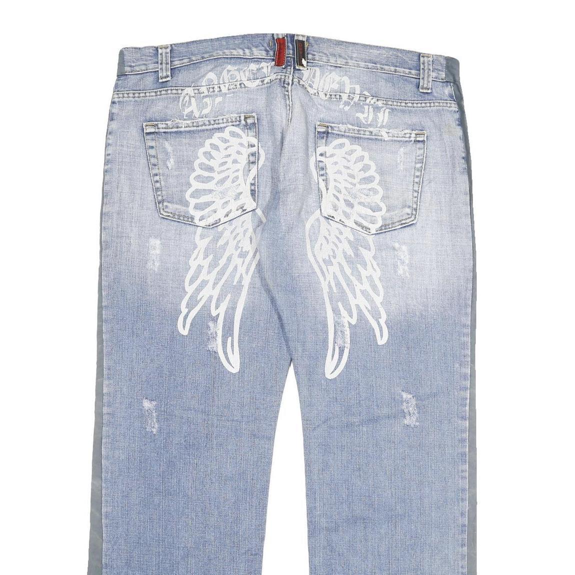 ANGEL DEVIL Womens Jeans Blue Grey Regular Straight Denim Light W42 L33 Angel