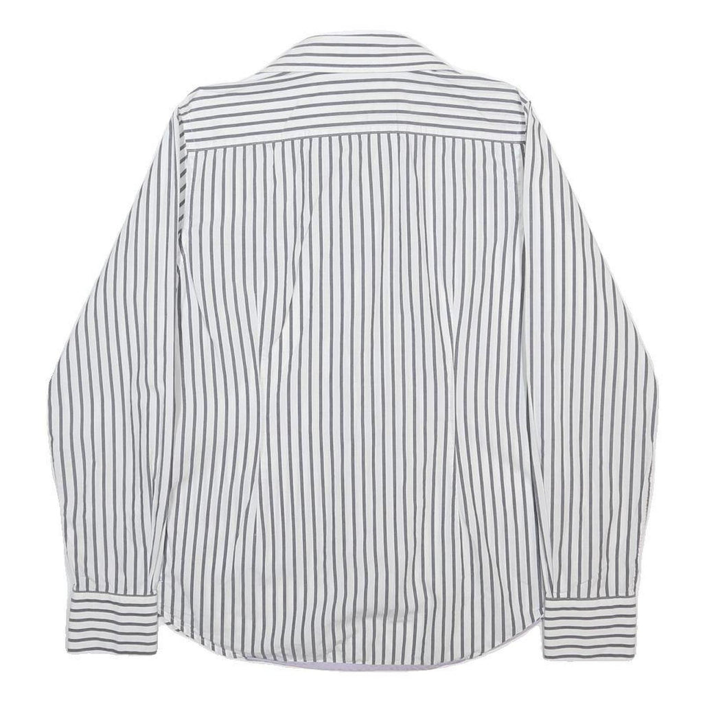 LA MARTINA Womens White & Grey Stripe Shirt M Button Cotton Casual