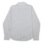 LA MARTINA Womens White & Grey Stripe Shirt M Button Cotton Casual