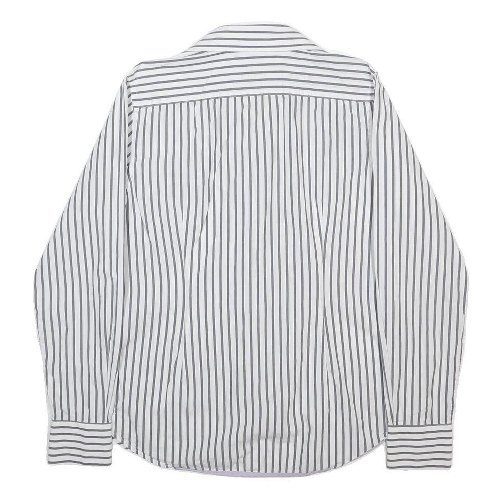 LA MARTINA Womens White & Grey Stripe Shirt M Button Cotton Casual