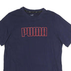 PUMA Mens Navy Blue Cotton T-Shirt L Short Sleeve Crew Neck Logo Print