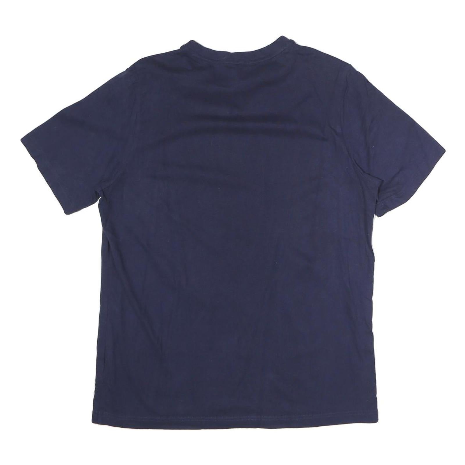 PUMA Mens Navy Blue Cotton T-Shirt L Short Sleeve Crew Neck Logo Print