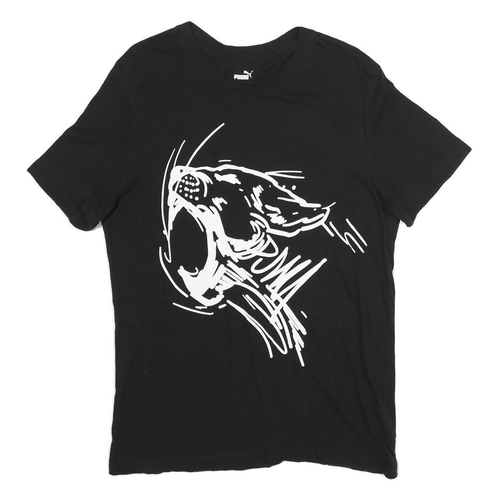 PUMA Mens Black Graphic T-Shirt M Short Sleeve Crew Neck Cotton Casual Sport
