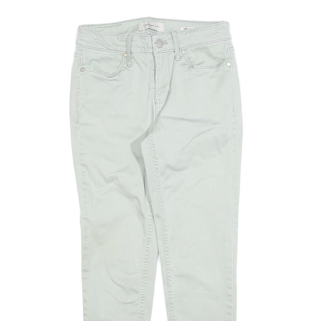 CALVIN KLEIN Womens Cotton Blend Off White Slim Skinny Trousers W26 L26 Stylish