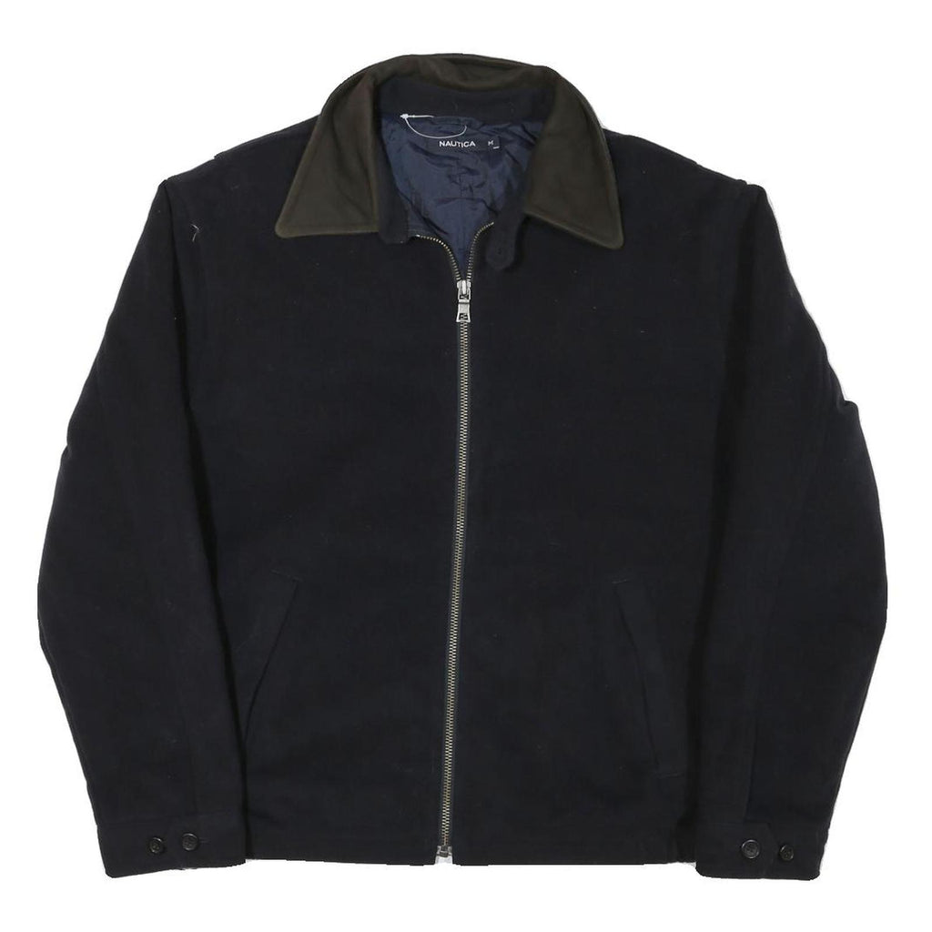 NAUTICA Mens Black Polyester Blend Zip Jacket M Casual Outerwear Plain