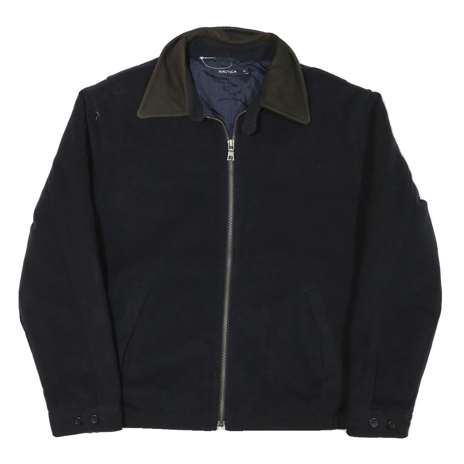 NAUTICA Mens Black Polyester Blend Zip Jacket M Casual Outerwear Plain
