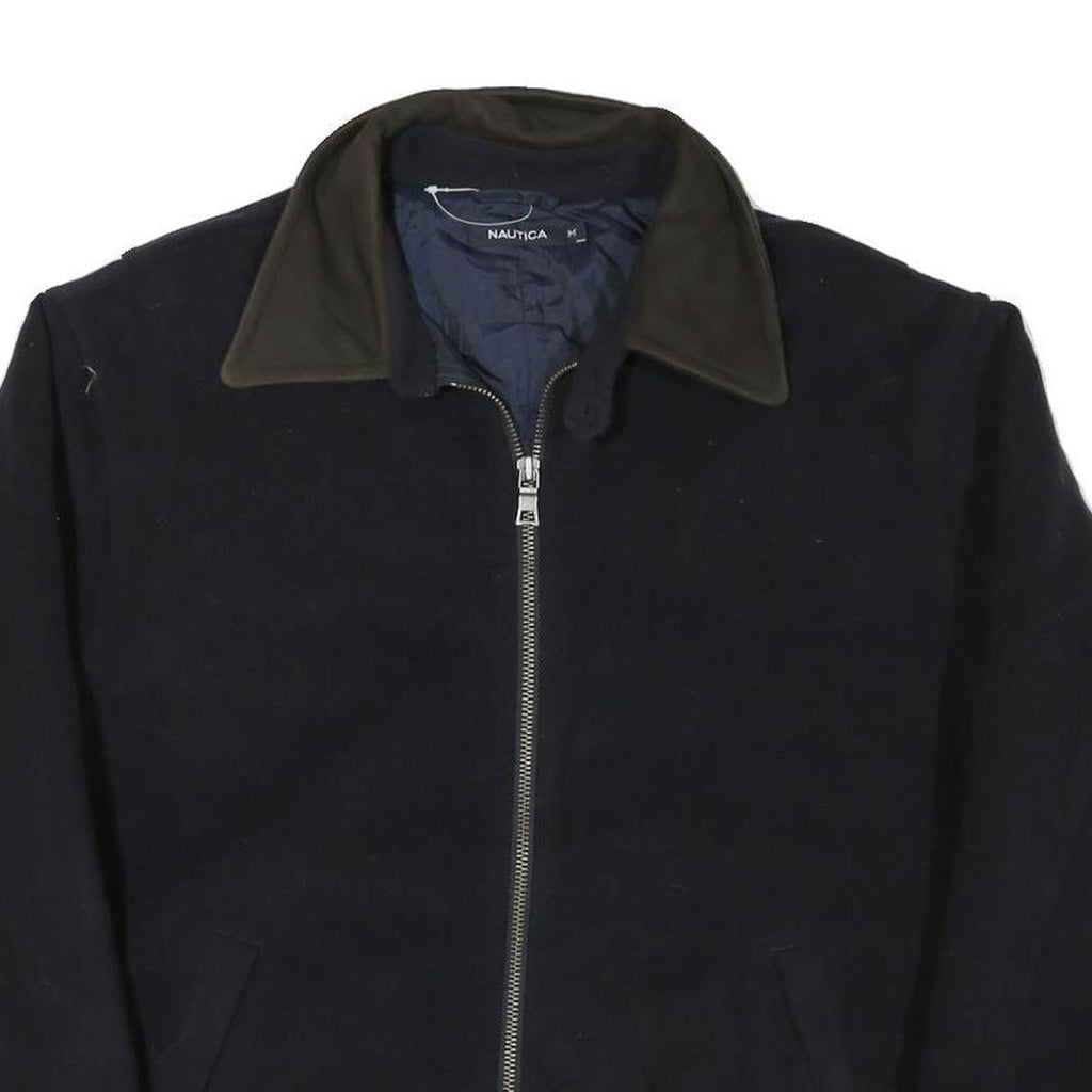 NAUTICA Mens Black Polyester Blend Zip Jacket M Casual Outerwear Plain