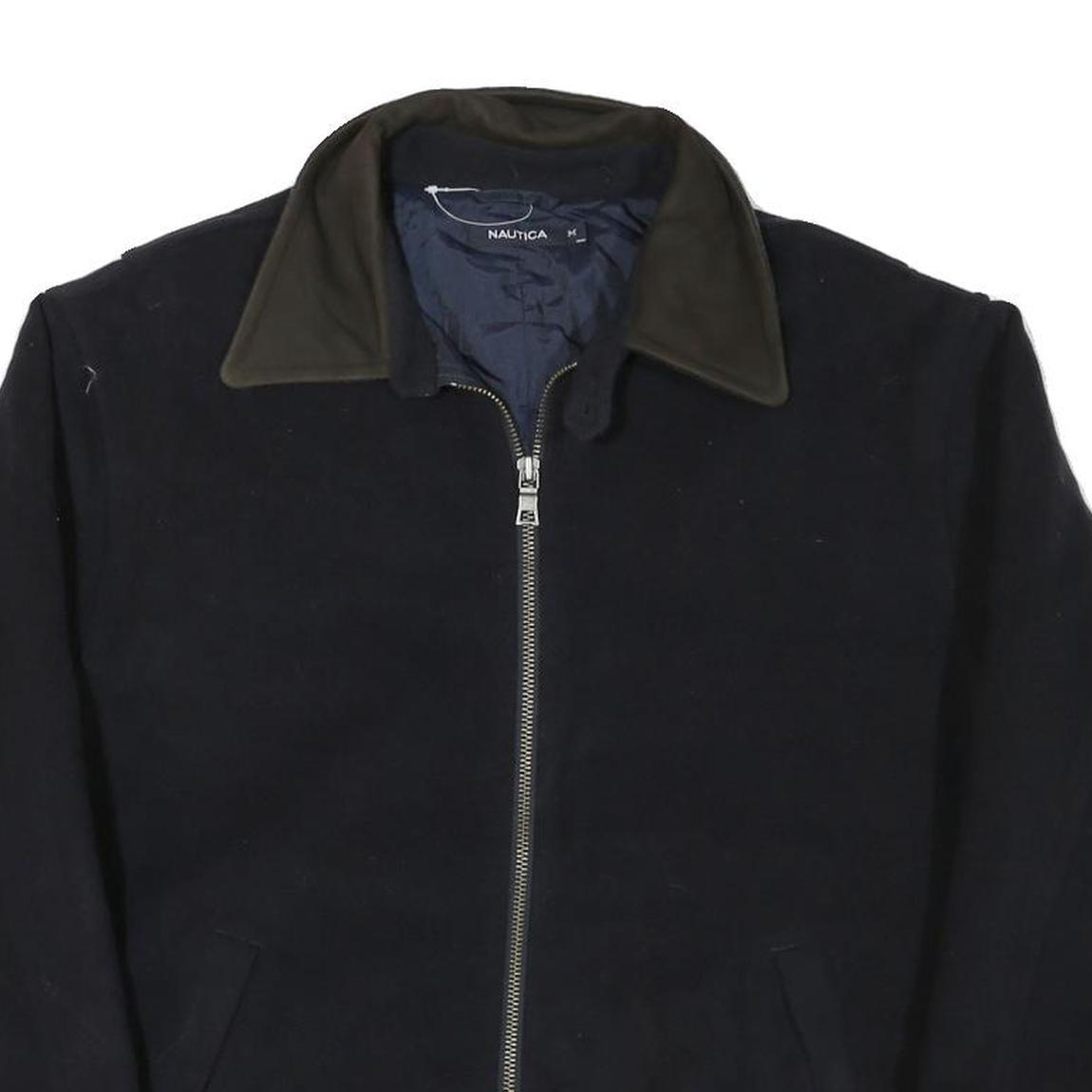 NAUTICA Mens Black Polyester Blend Zip Jacket M Casual Outerwear Plain