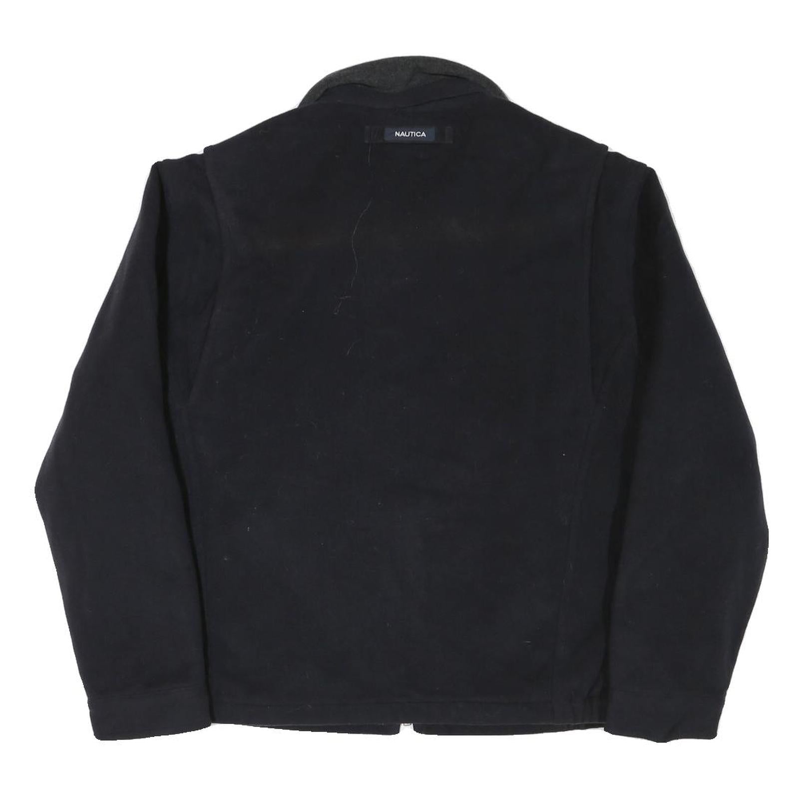 NAUTICA Mens Black Polyester Blend Zip Jacket M Casual Outerwear Plain