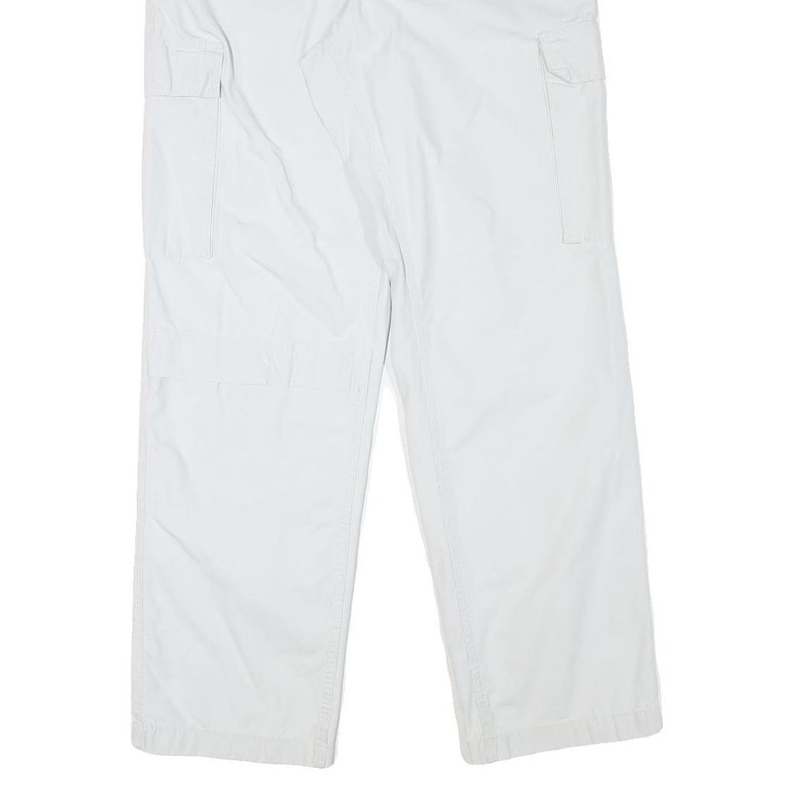 MUSTANG Mens Regular Fit White Cotton Blend Cargo Trousers W33 L32