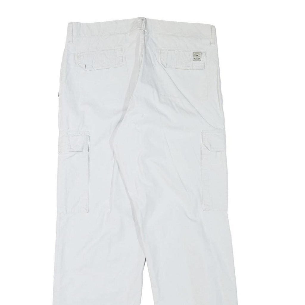 MUSTANG Mens Regular Fit White Cotton Blend Cargo Trousers W33 L32
