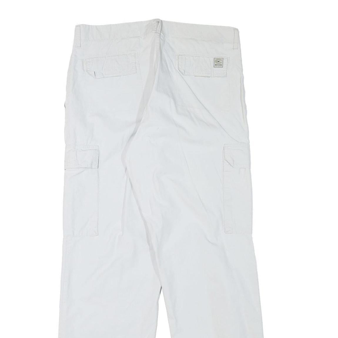 MUSTANG Mens Regular Fit White Cotton Blend Cargo Trousers W33 L32