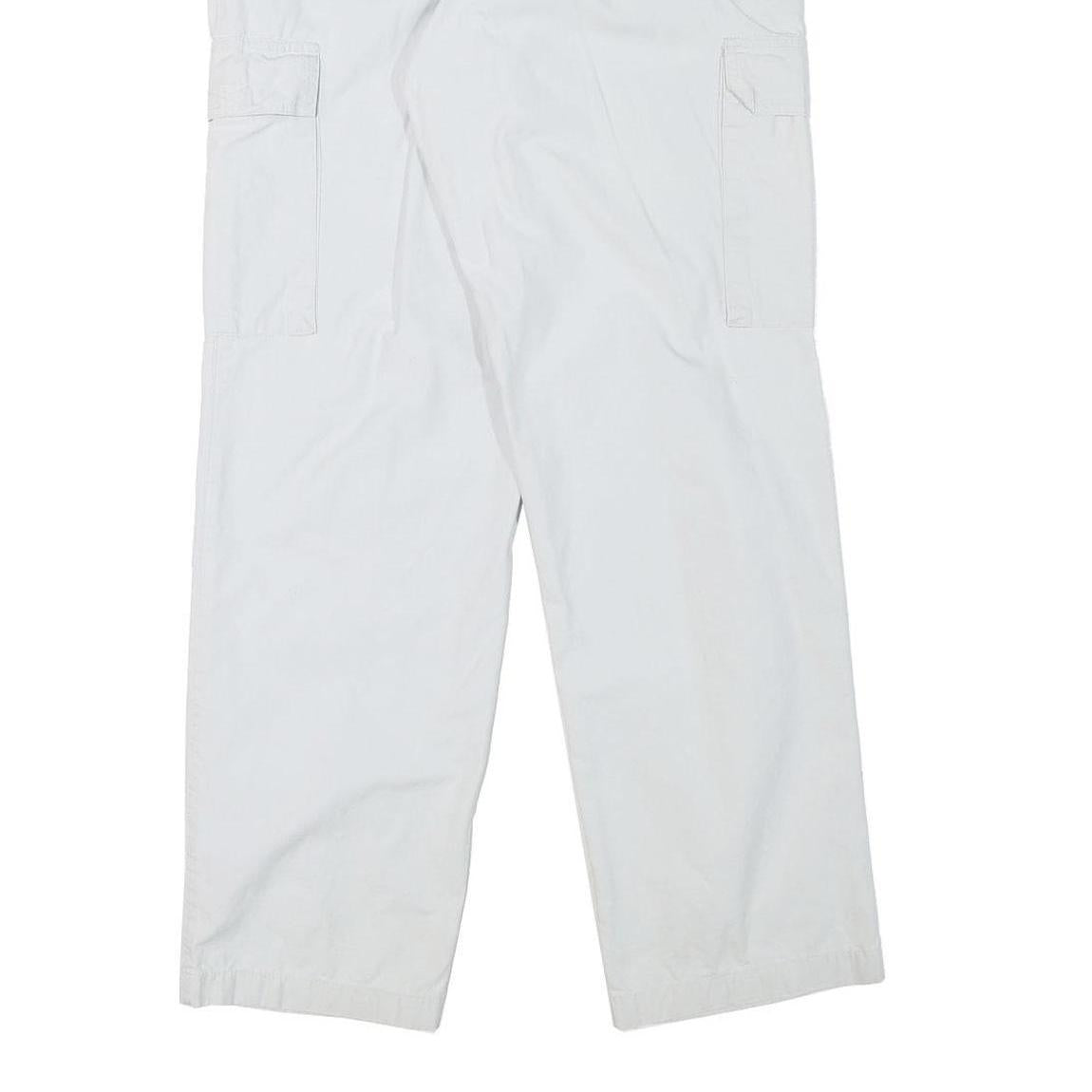 MUSTANG Mens Regular Fit White Cotton Blend Cargo Trousers W33 L32