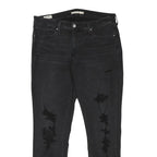 LEVI'S 311 Womens Slim Black Denim Jeans W34 L30 Distressed Cotton Blend