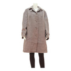 Womens Beige Wool Blend Button Jacket L Plain Mid Length Long Sleeve Classic