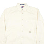 TOMMY HILFIGER Mens White Plain Shirt S Button-Down Collar Long Sleeve Cotton