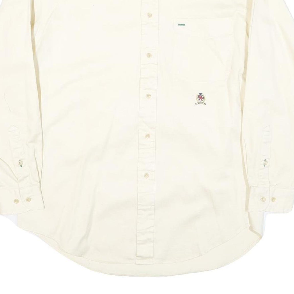 TOMMY HILFIGER Mens White Plain Shirt S Button-Down Collar Long Sleeve Cotton