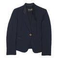 EMPORIO ARMANI Womens Navy Blue Wool Blend Blazer Jacket XS Classic Tailored