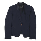 EMPORIO ARMANI Womens Navy Blue Wool Blend Blazer Jacket XS Classic Tailored
