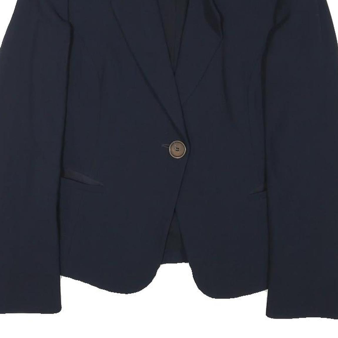 EMPORIO ARMANI Womens Navy Blue Wool Blend Blazer Jacket XS Classic Tailored