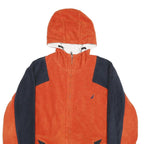 NAUTICA Mens Orange & Navy Reversible Zip Polyester Jacket XL Fleece Hooded