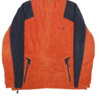 NAUTICA Mens Orange & Navy Reversible Zip Polyester Jacket XL Fleece Hooded