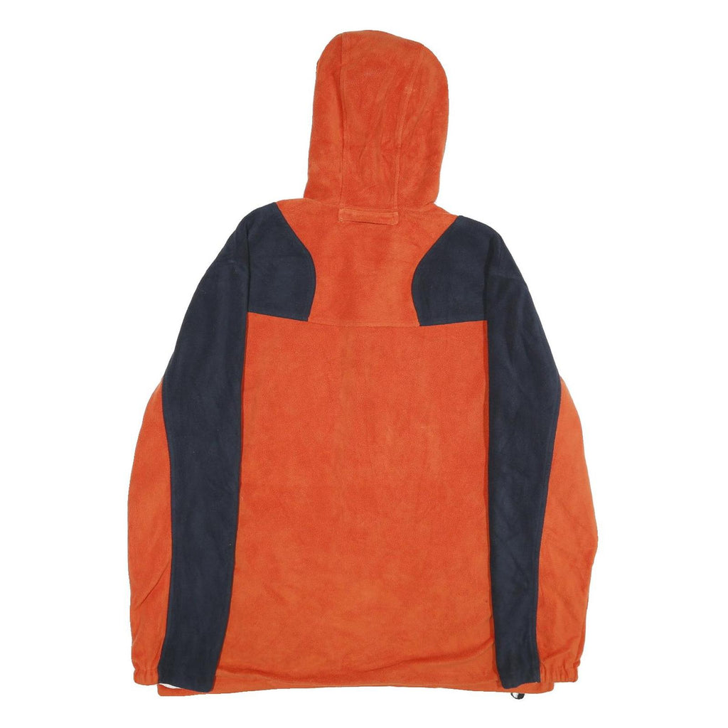 NAUTICA Mens Orange & Navy Reversible Zip Polyester Jacket XL Fleece Hooded