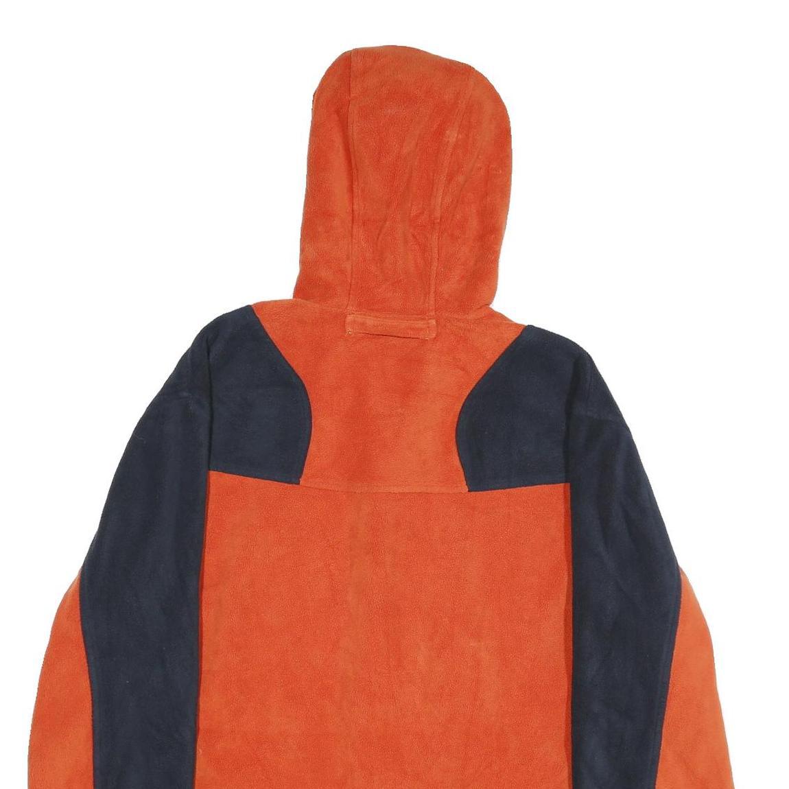 NAUTICA Mens Orange & Navy Reversible Zip Polyester Jacket XL Fleece Hooded